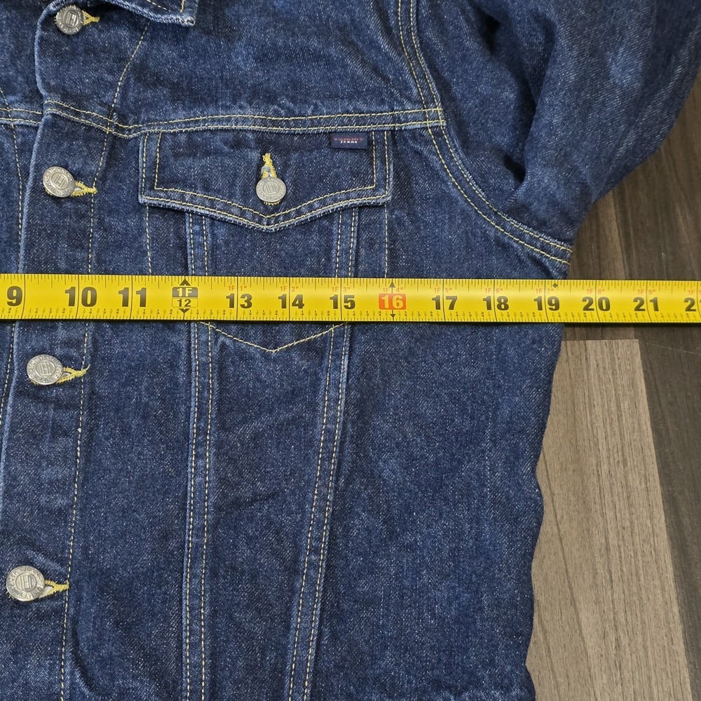 Vintage Y2K Vintage Tommy Jeans Denim Trucker Jacket Dark Rinse Women Size L... - Picture 9 of 12